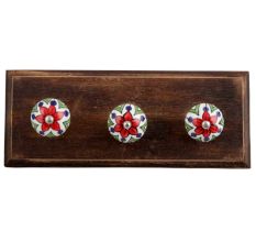 Green Triangle Ceramic Wooden Hooks