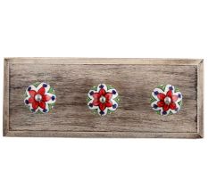 Green Triangle Ceramic Wooden Hooks
