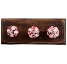Red and Black Leaf Ceramic Melon Wooden Hooks