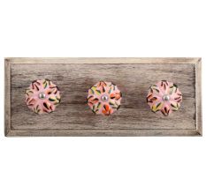 Mixed Color Leaf Ceramic Melon Wooden Hooks