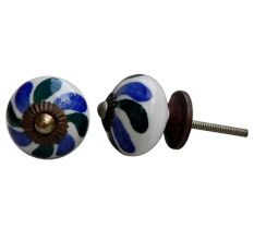 Blue Green Flower Knob