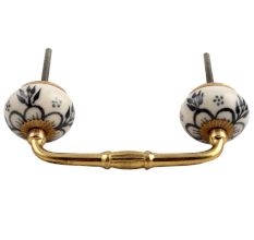 Black Leaf Round Ceramic Bridge Handle