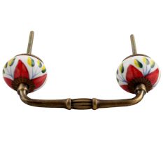 Green Leaf Flower Ceramic Bridge Handle
