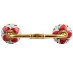 Green Leaf Flower Ceramic Bridge Handle