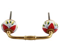 Green Leaf Flower Ceramic Bridge Handle