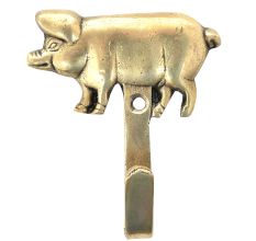 Brass Barn Animal Pig Single Wall Hooks