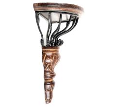 D Shape Wooden & Wrought Iron Wall Bracket