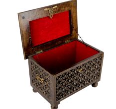 Handcrafted Carved Mango Wood Chest With Latch