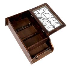 Wrought Iron Wall Key Box With Hooks On Underhang