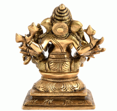 Ganesha with Consorts Riddhi and Siddhi Brass Statue
