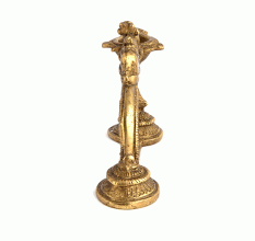 Brass Nandi Figurine on Oil Lamp with Stand