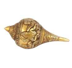 Blowing Brass Conch / Shankh Ram Sita Lakshman in Boat
