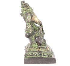 Brass Seated Ganesha Statue with Patina