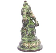 Brass Ganesha Sitting Idol with Patina
