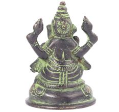 Brass Ganesha Sitting Idol with Patina