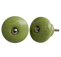 Green And Black Crackle Ceramic Cabinet Knob