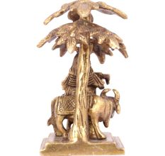 Krishna with Holy Cow Under Tree Idol Decor Statue
