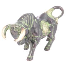 Green Brass Bull Figurine