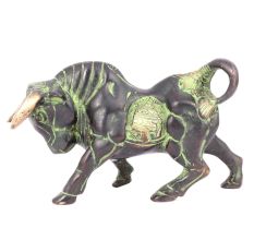 Green Brass Bull Figurine