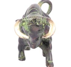Green Brass Bull Figurine