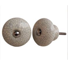 Cream And Black Crackle Ceramic Furniture Knob