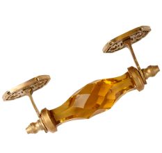 Yellow Cut Glass Golden Small Dresser Handle