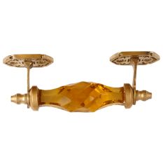 Yellow Cut Glass Golden Small Dresser Handle