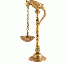 Brass Parrot Holding Hanging Oil Lamp