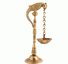 Brass Parrot Holding Hanging Oil Lamp