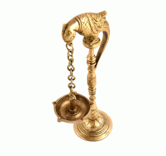 Brass Parrot Holding Hanging Oil Lamp
