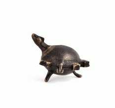Brass Patina Rich Engraved Turtle Storage Box