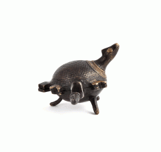 Brass Patina Rich Engraved Turtle Storage Box