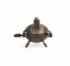 Brass Patina Rich Engraved Turtle Storage Box