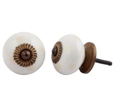 Cream Dotted Handmade Ceramic Knob