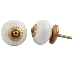 Cream Dotted Handmade Ceramic Knob