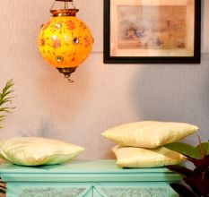 Mustard Glass Hanging Globe Lamp