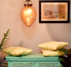 Yellow Oval Ornaments Glass Ceiling Lamp