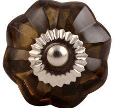 Smoky Melon Glass Cabinet Knob