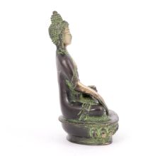 Green Bronze Sitting Buddha Statue