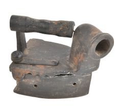 Primitive Charcoal Chimney Sad Iron Wood Handle