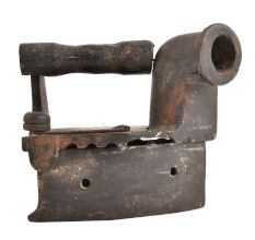 Primitive Charcoal Chimney Sad Iron Wood Handle