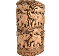 Wooden Indian Elephant Lion Carved Home Decor Statue