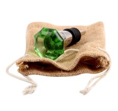 Green Octagon Shape Glass Wine Stopper