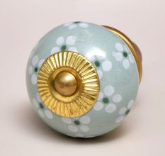 Sage Green Tiny Flower Ceramic Drawer Knob Online