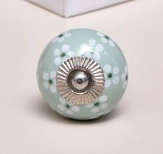Sage Green Tiny Flower Ceramic Drawer Knob Online