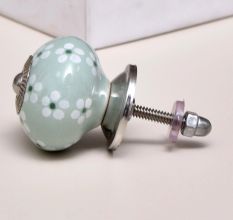 Sage Green Tiny Flower Ceramic Drawer Knob Online