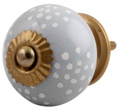 Light Grey Dotted Ceramic Cabinet Knob Online