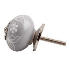 Dark Grey Floral Ceramic Cabinet Knob Online