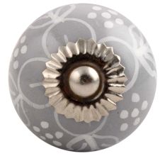 Dark Grey Floral Ceramic Cabinet Knob Online