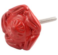 Red Flower Metal Knobs 